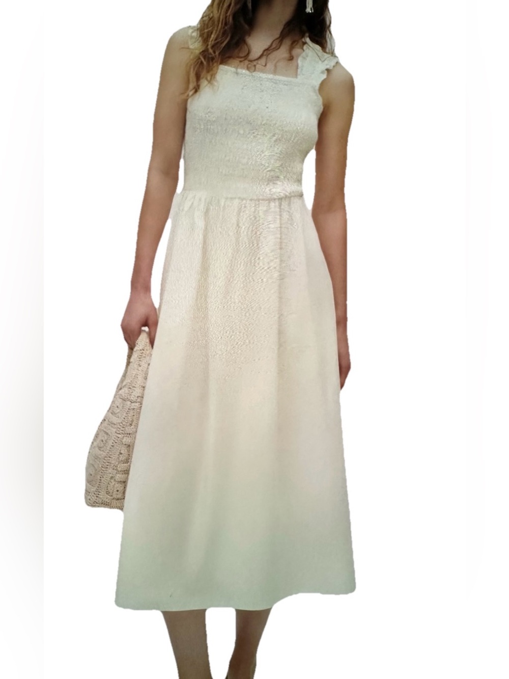 H&M Divided Smocked Poplin White Dress - Medium - Picture 9 of 9